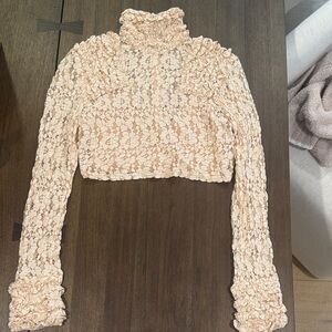 Alexis Cream Lace Turtleneck Top
